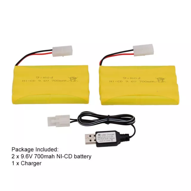 2Pcs 9.6V 700mAh Ni-Cd AA Battery Pack Rechargeable KET-2P Plug For RC Car Toys