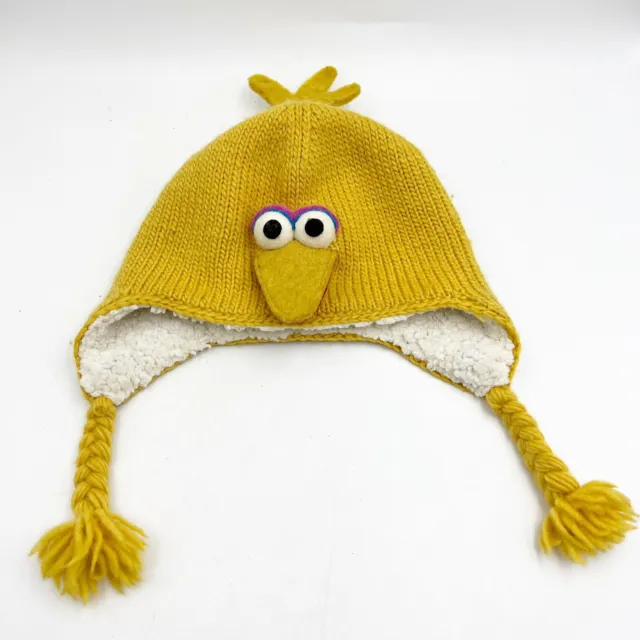 Knitwits fleece lined big bird small child Delux Hats Knit Wool Hand Made yellow