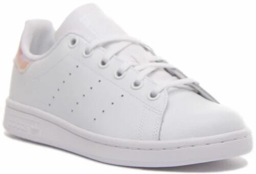 Adidas Stan Smith Ragazzi Casual con Lacci Sportivo IN Bianco Rosa Taglia UK 3 -