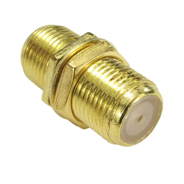 F Type Connector Coupler Join Satellite Virgin Cables with Nut GOLD [008516]