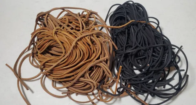 Huge Lot of Brown & Black Leather Laces Thongs -- Total of 76, Each 38 Inches