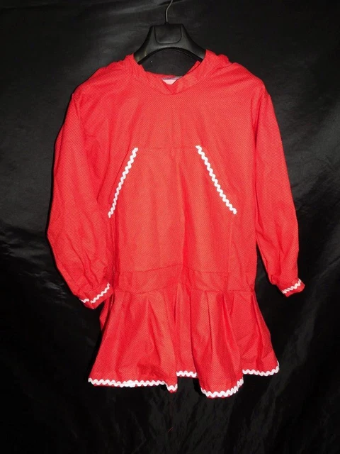 Alaska Native Eskimo Kuspuk S Red White Polka Dot Tunic Shirt Dress Hood Inuit S