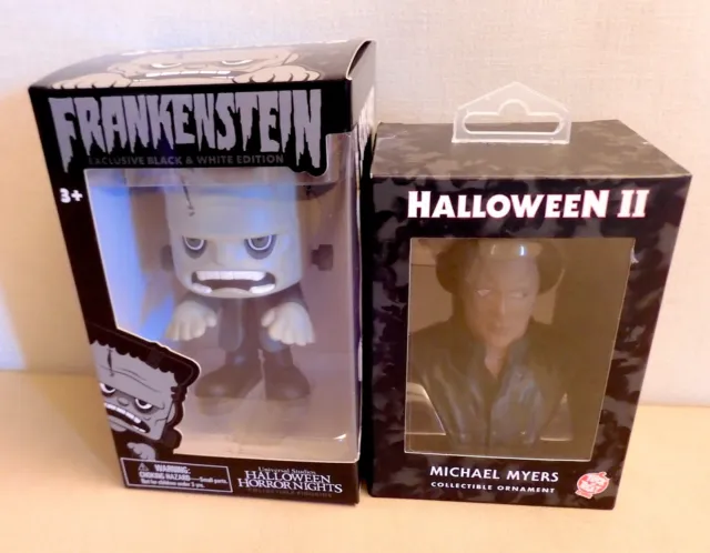 NEW! USH HALLOWEEN Horror Nights Michael Myers Ornament &  Frankenstein Figure