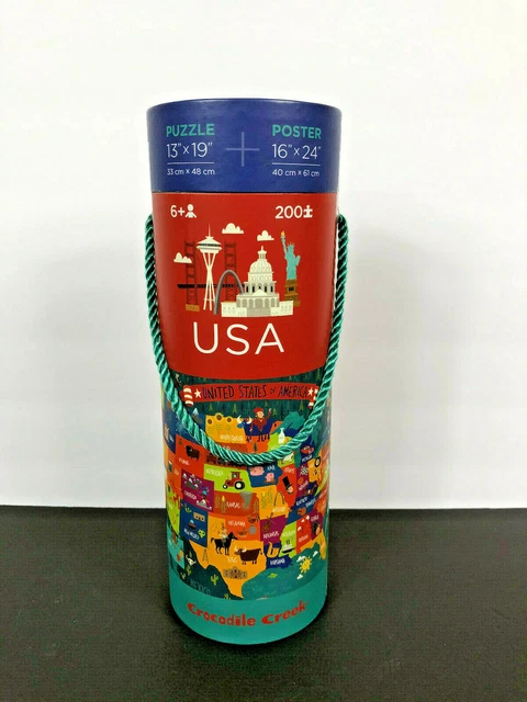 BRAND NEW UNOPENED Crocodile Creek 200-piece USA Map Jigsaw Puzzle and Matching