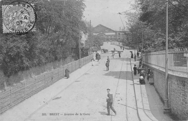 Carte Postale Ancienne Dept 29 Finistère - Brest Avenue de la Gare