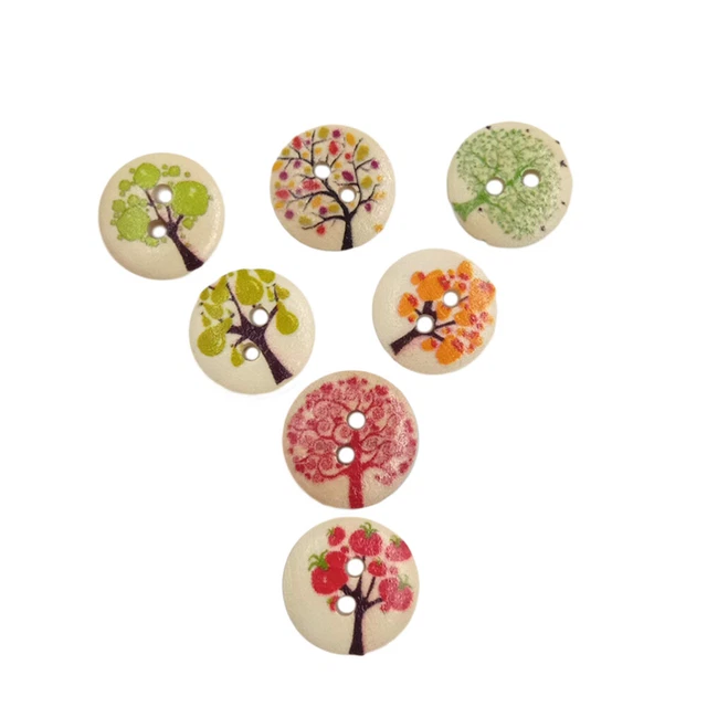 100 PCS BABY Clothes Buttons Craft Tree Wood Jewellery Making DIY £6.68