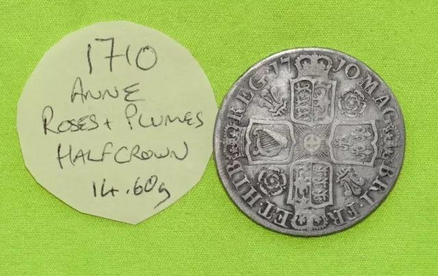 1710 R&P Silver HALF CROWN Coin Queen Anne (1702-14) ESC576 (14.60g)