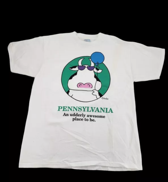 Vintage 90s Single Stitch Boynton Pennsylvania Cow White Shirt sz XL T-Shirt