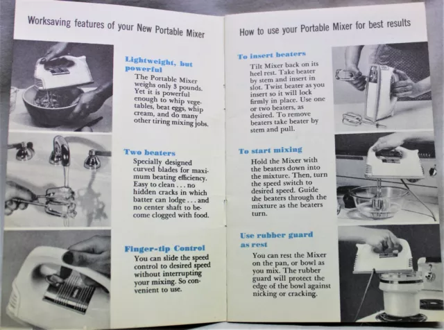 Ge Portable Electric Mixer Owners Manual Recipes Brochure Vintage 3