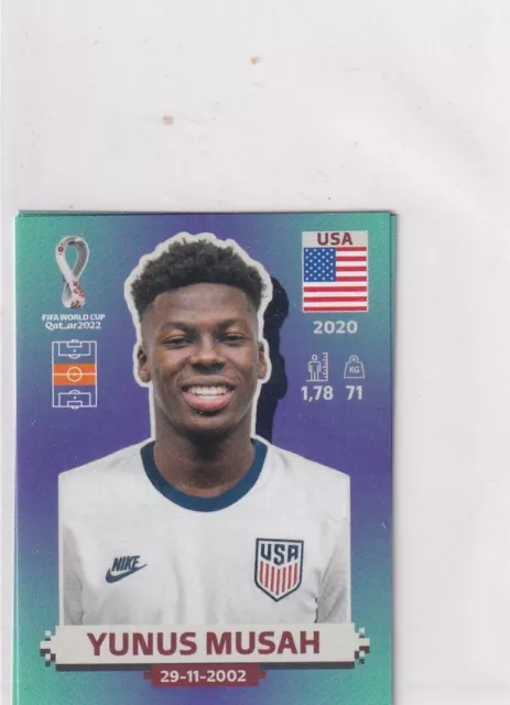 Panini Qatar World Cup Sticker 2022 America Numéro USA 15 Yunus Musah