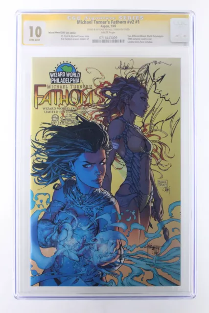 Michael Turner's Fathom #v2 #1 - 2005 CGC 10  Wizard World Phil Signed Sketch