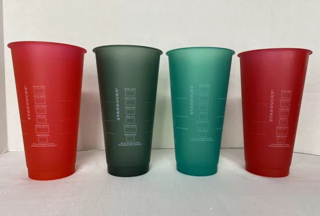 Starbucks Reusable Tumbler Cold 4 Cups 24 oz Merry Coffee Christmas - No lids