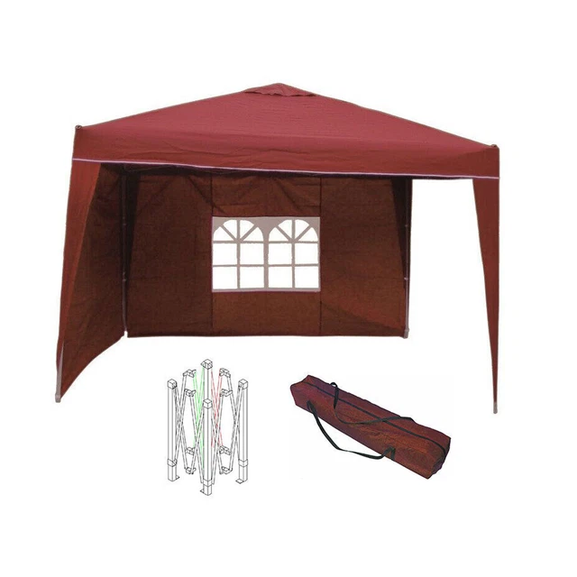 Easy Build Pop Up Aluminium Falt Pavillon Partyzelt inkl 2 Seitenteile Rot
