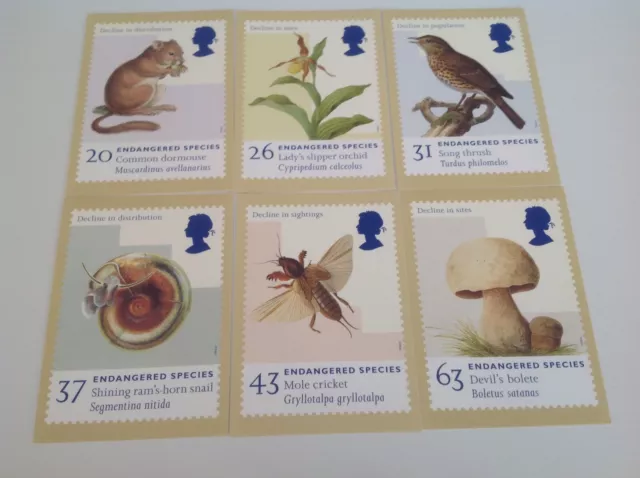 Royal Mail Stamp Card Series Phq Postcards Set - Endangered Species 1998