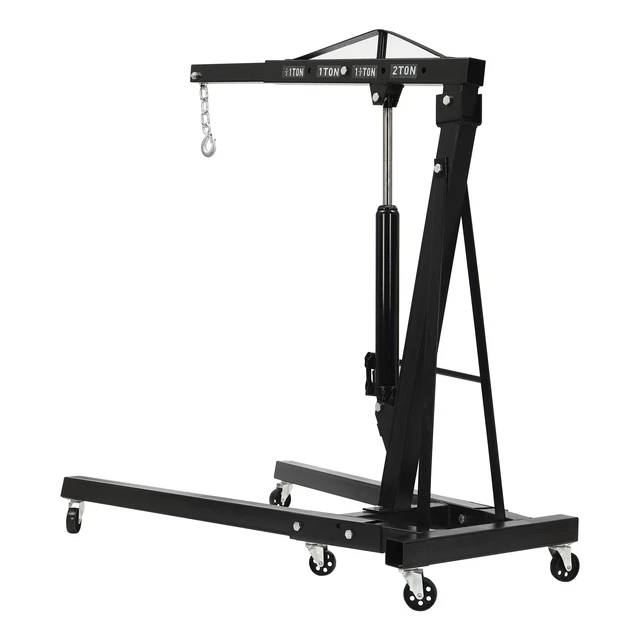 2 TON Folding Engine Motor Hoist Cherry Picker Shop Crane Lift Black