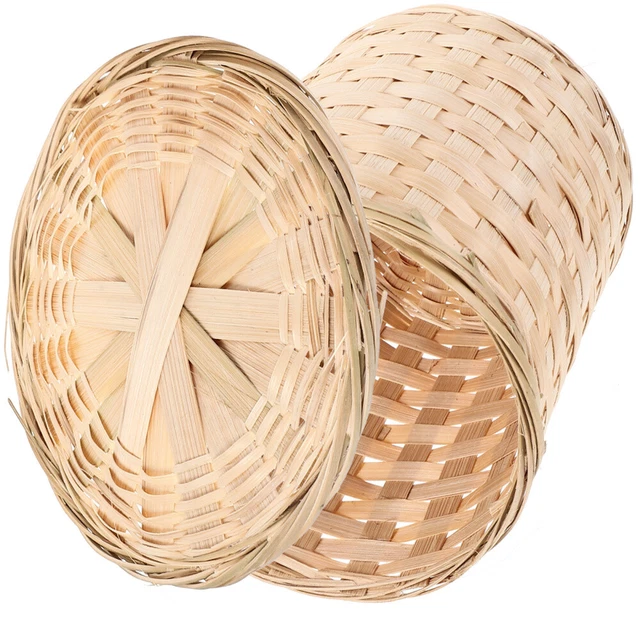 Teng Tian Nantucket - Set di cestini rettangolari in rattan intrecciato a mano, con coperchio, per scaffali e scatole per la casa (L