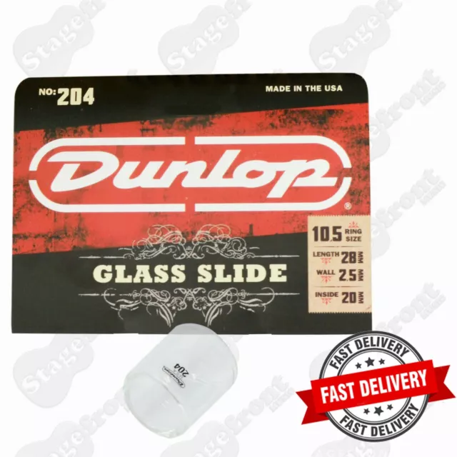 JIM DUNLOP J204 PYREX GLASS GUITAR SLIDE. MEDIUM WALL. 28mm SHORT KNUCKLE - NEW