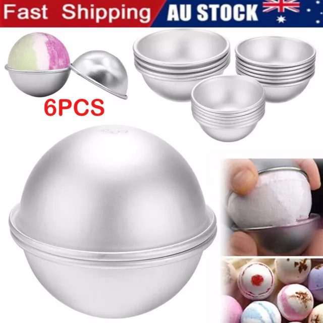 6X Aluminum Bath Bomb Molds DIY Homemade Crafting Bath Round Ball Mould