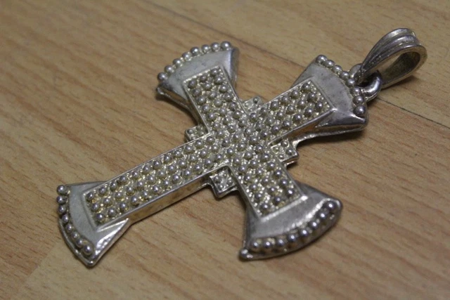 KREUZ massiver Ketten Anhänger Hip Hop Bling Bling silberfarbenes Metall schwer