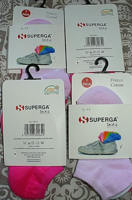 6 paia fantasmini SUPERGA pariscarpa unisex cotone fresco scarpa 28/34