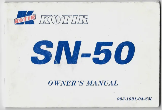 1991 KOTIR SN-50 libretto uso manutenzione originale owner's manual