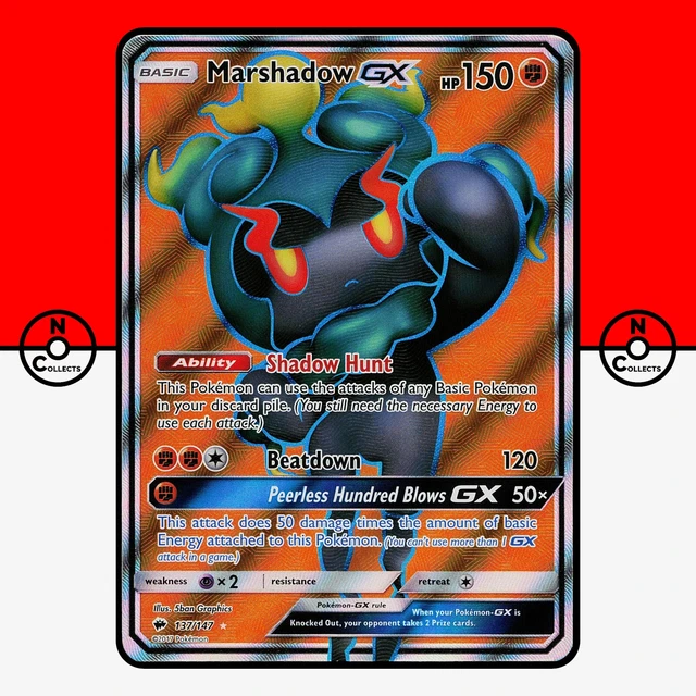 Pokemon Marshadow GX Burning Shadows 137/147 Holo Full Art LP