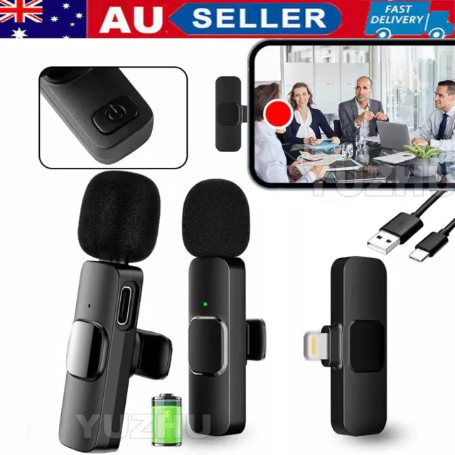 Wireless Lavalier Microphone Mini Mic For iPhone Samsung ipad Vlog Live Stream