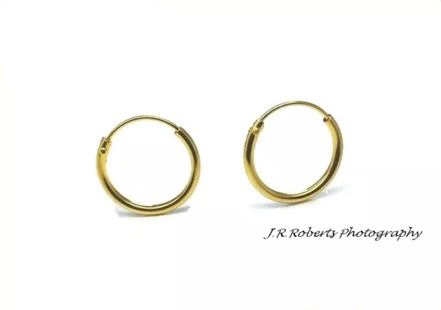 Sterling Silver Hoops Sleeper Earrings with 14ct Gold Plating Small-Large 6-18mm