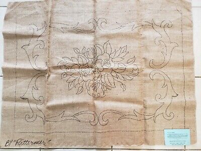 "Lona de gancho vintage alfombra Rittermere, rectángulo floral, 38-1/2"" x 27"
