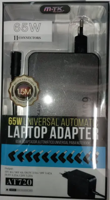 Adattatore Laptop Notebook CA universale automatico 65 W con 11 connettori