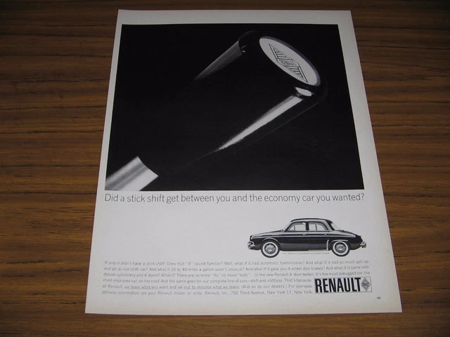 1963 Print Ad The Renault Dauphine Economy Sedan with Automatic Transmission