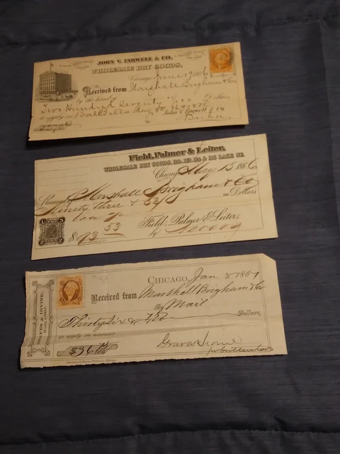 3 Antique Receipts From Chicago Wholesalers (John V. Farwell & Co; Graves &...