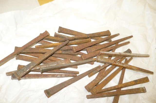 35 Vtg Square Flat Head Nails 2 1/4" Long 1800'S Victorian Farmhouse Steampunk