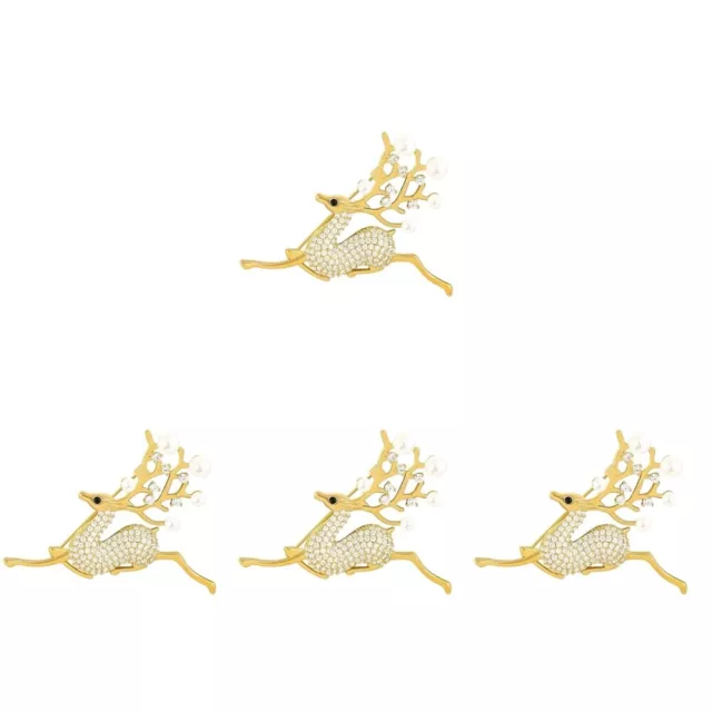 4 Pieces Alloy Christmas Elk Brooch Women's Reindeer Party Giveaways