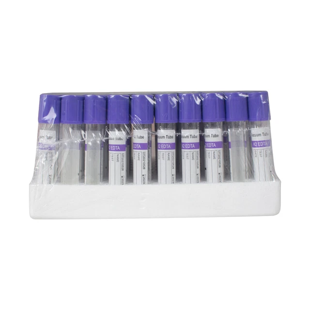 VACUUM BLOOD COLLECTION Tubes EDTA Tubes 12 x 75mm, 2mL, 100pcs Glass