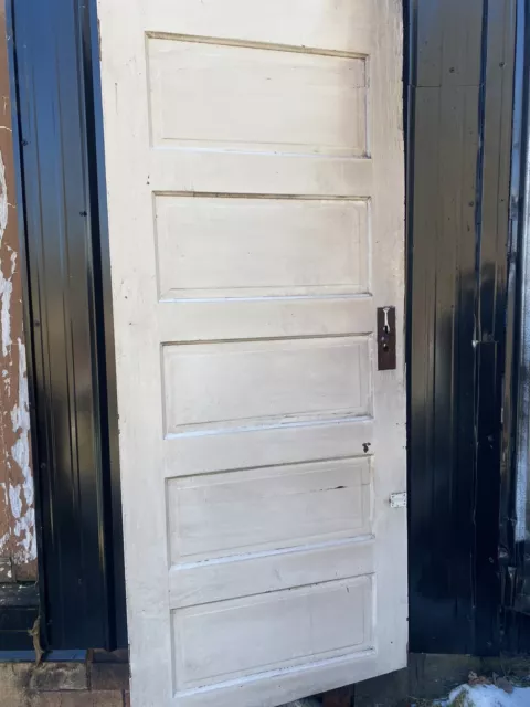 31"3/4x78”Antique Vintage Old Exterior Interior SOLID Wood Door 5 Panels Medium