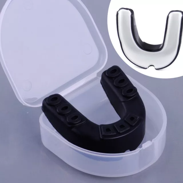 Double Teeth Protector Mouth Guard Gum Shield & case for Gym Boxing Rugby Hockey