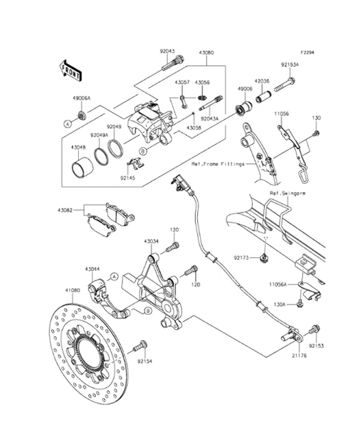 Kawasaki Sostegno Freno 43034-0105