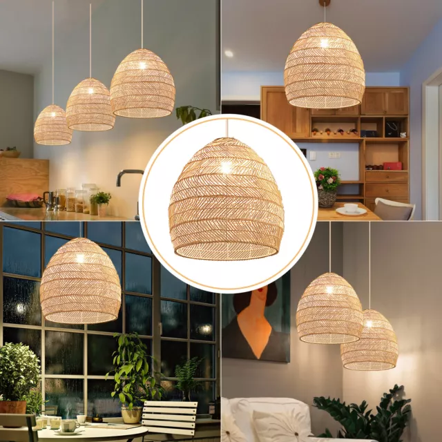 BigSale Bamboo Wicker Rattan Woven Pendant Light Hanging Ceiling Lamp Chandelier