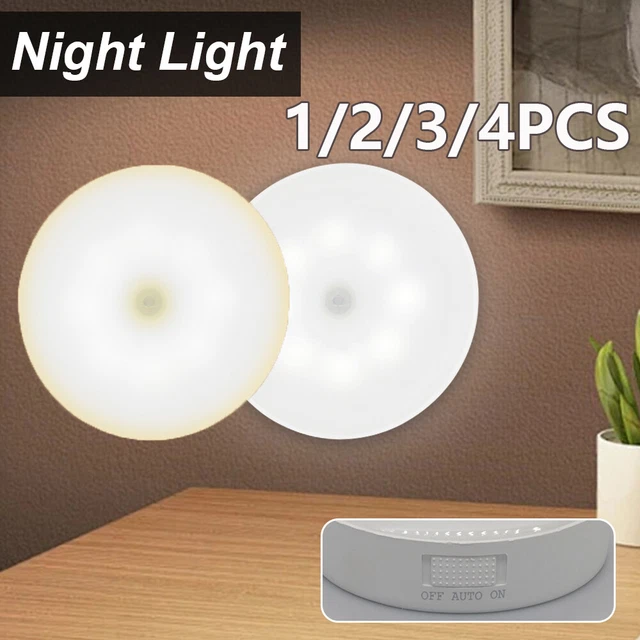 LED MOTION SENSOR Light Rechargeable PIR USB Portable Cabinet Stair ...