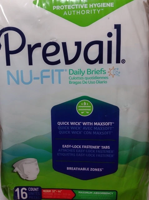 Breve de incontinencia Prevail Nu-Fit M transpirable máximo 16 quilates