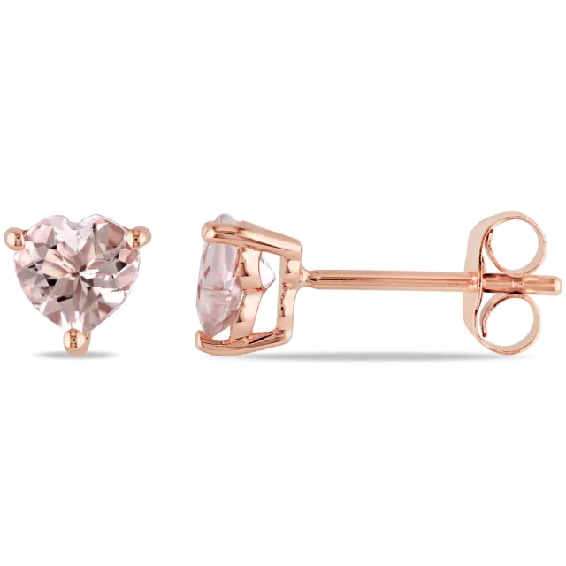 Amour 10k Rose Gold Heart-cut Morganite Stud Earrings