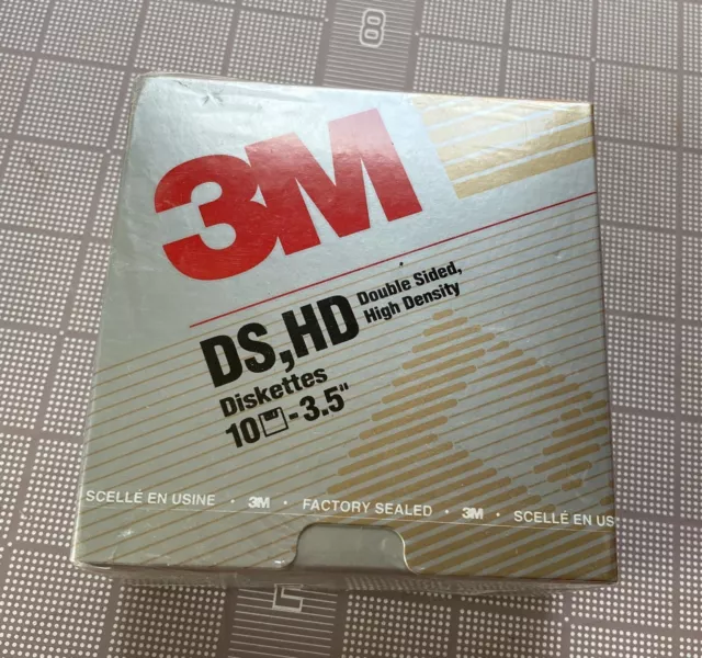 3M DS HD 3.5” Diskettes Box of 10 Sealed High Density IBM PS/2 Macintosh NEW NIB