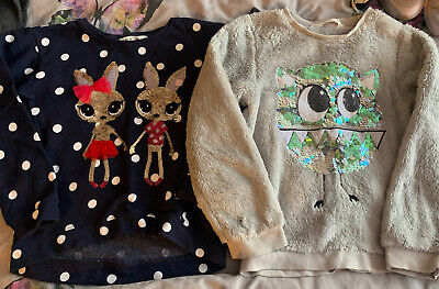 H&M GIRLS SEQUIN TOPS JUMPERS BUNDLE AGE 6-8 yrs