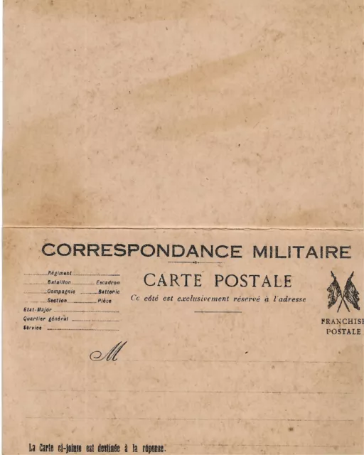 carte double franchise militaire - guerre 14/18 .