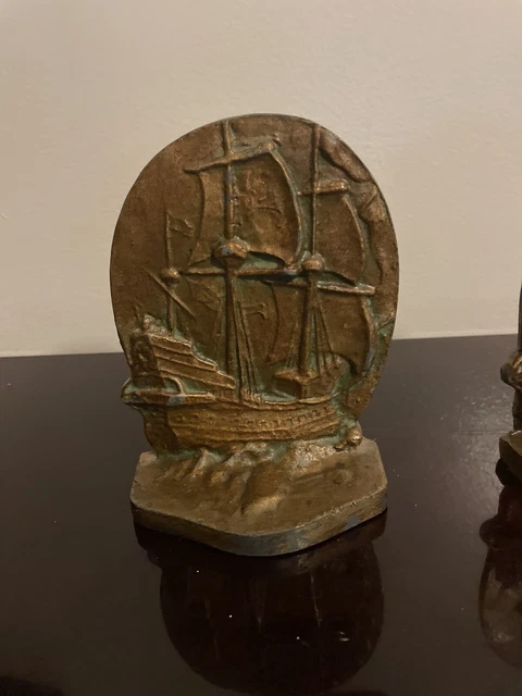 Spanish Gallion Primitive Cast Iron Doorstop/ Bookends Pair