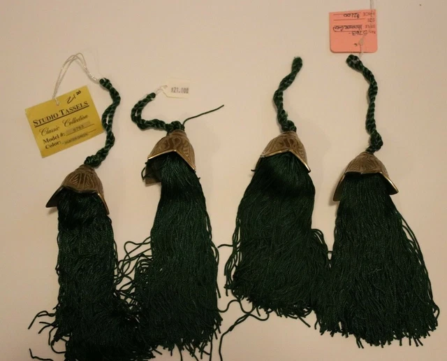 The Textile Studio Hunter Green with Brass Tassel for Curtain Tie Backs Set of 4