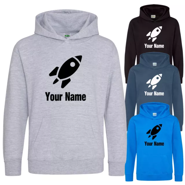 Childs Hoodie Rocket Hoodie Personalised Kids Space Hoody Boys Girls