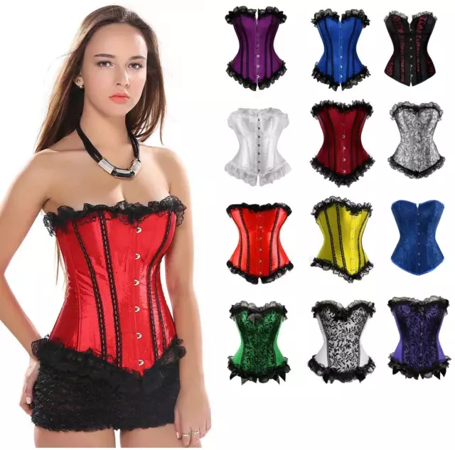 Sexy Women Burlesque Costume Corset Basque Cincher Lingerie Bustier Lace 6-22 18