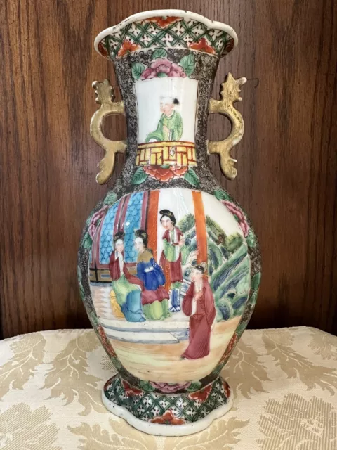 Antique Chinese Canton Famille Rose Porcelain Vase